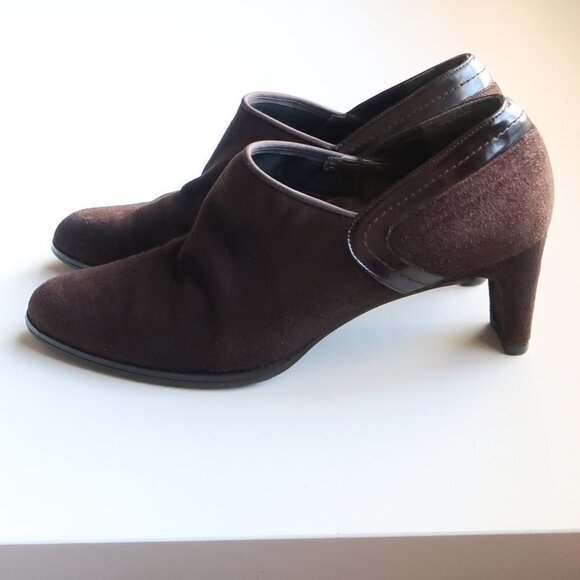 Stuart Weitzman Brown Suede Leather Pointy Almond Toe Heeled Ankle Boots Booties - Picture 11 of 16